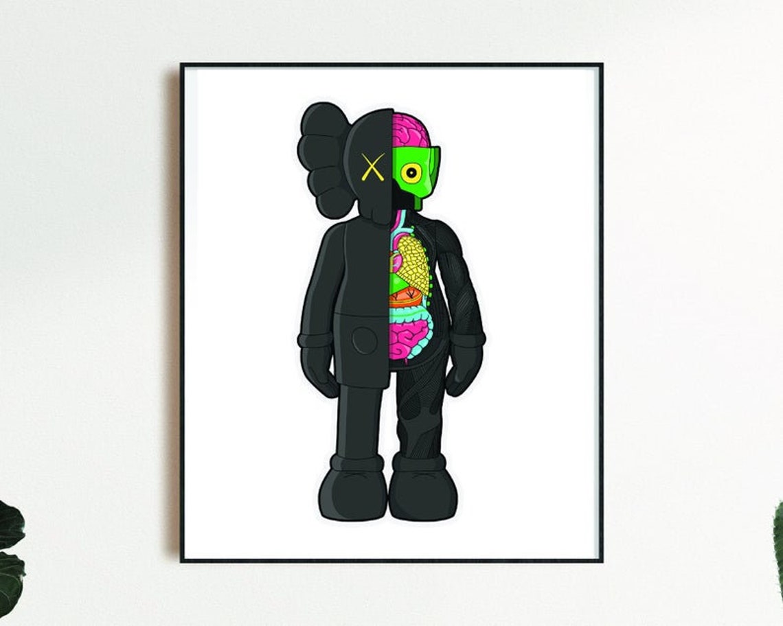 Kaws Canvas Art Kaws Wall Art Kaws Art Living Room Decor Etsy