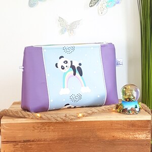 Trousse de toilette enfant- Panda parme- Trousse- Trousse de voyage- Cadeau femme et enfant- Trousse maquillage- Idée cadeau- Cadeau fille