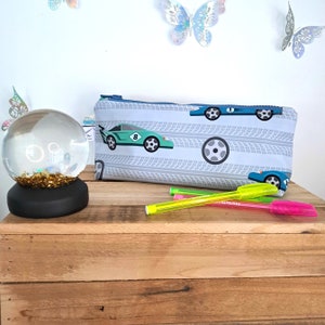 Trousse pour crayons- Voitures de course- Trousse d'école- Trousse enfant- Cadeau enfant- Trousse écolier