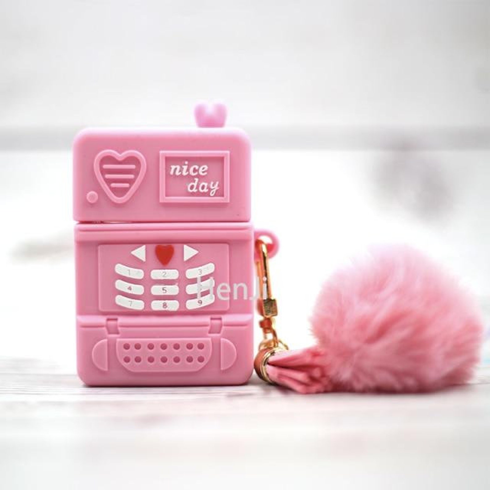 3D Cute Pink Retro Mobile Phone Design Brand Silicone Earphone Etsy