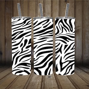 Zebra Print (also includes transparent SVG) straight tumbler sublimation designs 20 oz.