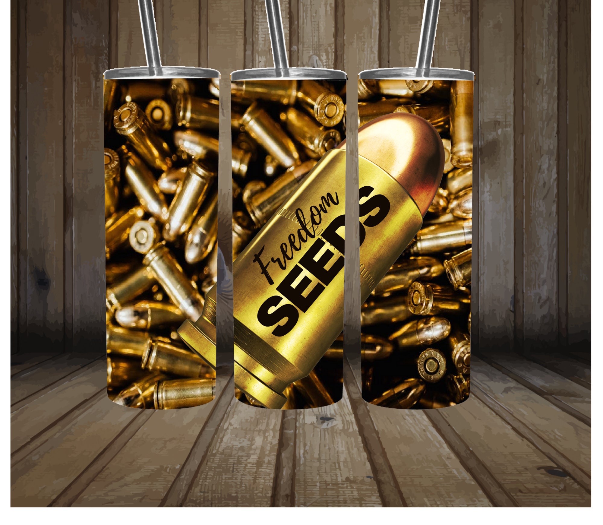 Freedom Seeds brass bullets patriotic skinny straight tumbler sublima…
