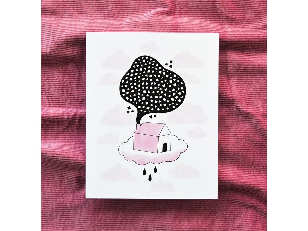 Pink House | 8" X 10" Illustrated Art Print | Wall Decor - Etsy