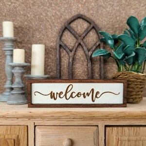 Miniature Dollhouse Welcome Sign, Dollhouse Miniatures, Gift for Dollhouse Lovers, Doll House Accessories