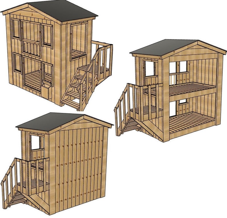 Bunk Bed Playhouse Euro Single 90x200 Diy Build Plan Etsy