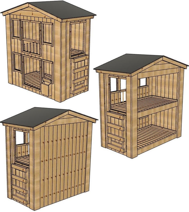 Bunk Bed Playhouse Twin/single 38x75 Diy Build Etsy