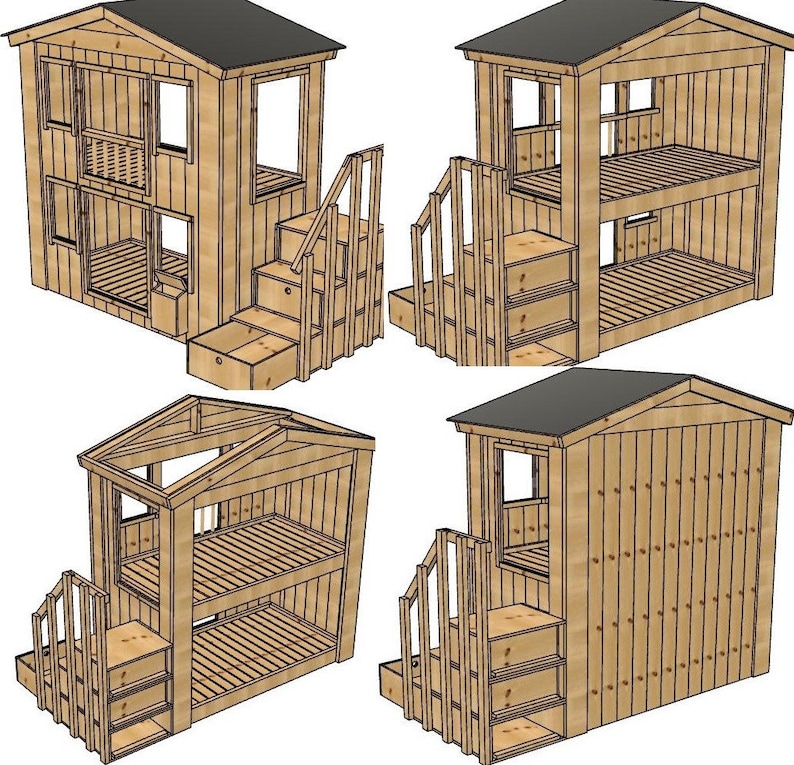 Bunk Bed Playhouse Twin/single 38x75 Diy Build Etsy