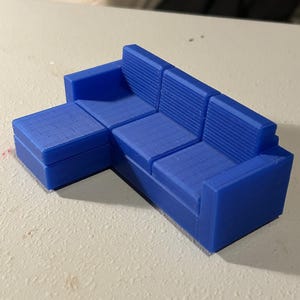 3-seater sofa with chaise longue - Dollhouse Miniature, STL File for printing 3D Object