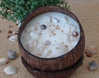 Tropische Kokosnussschale Duftkerze / natürliche Kokosnussschale / Jubiläumsgeschenk