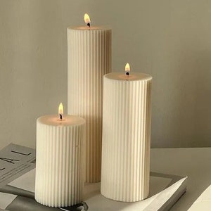 Large Ribbed Thick Pillar Candles/Decorative Candles/Anniversary