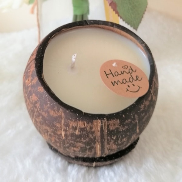 Coconut Soy Candle in Coconut Shell/ Coconut Shell Candle Soy Wax/ Christmas Candle Gift/ Floating coconuts