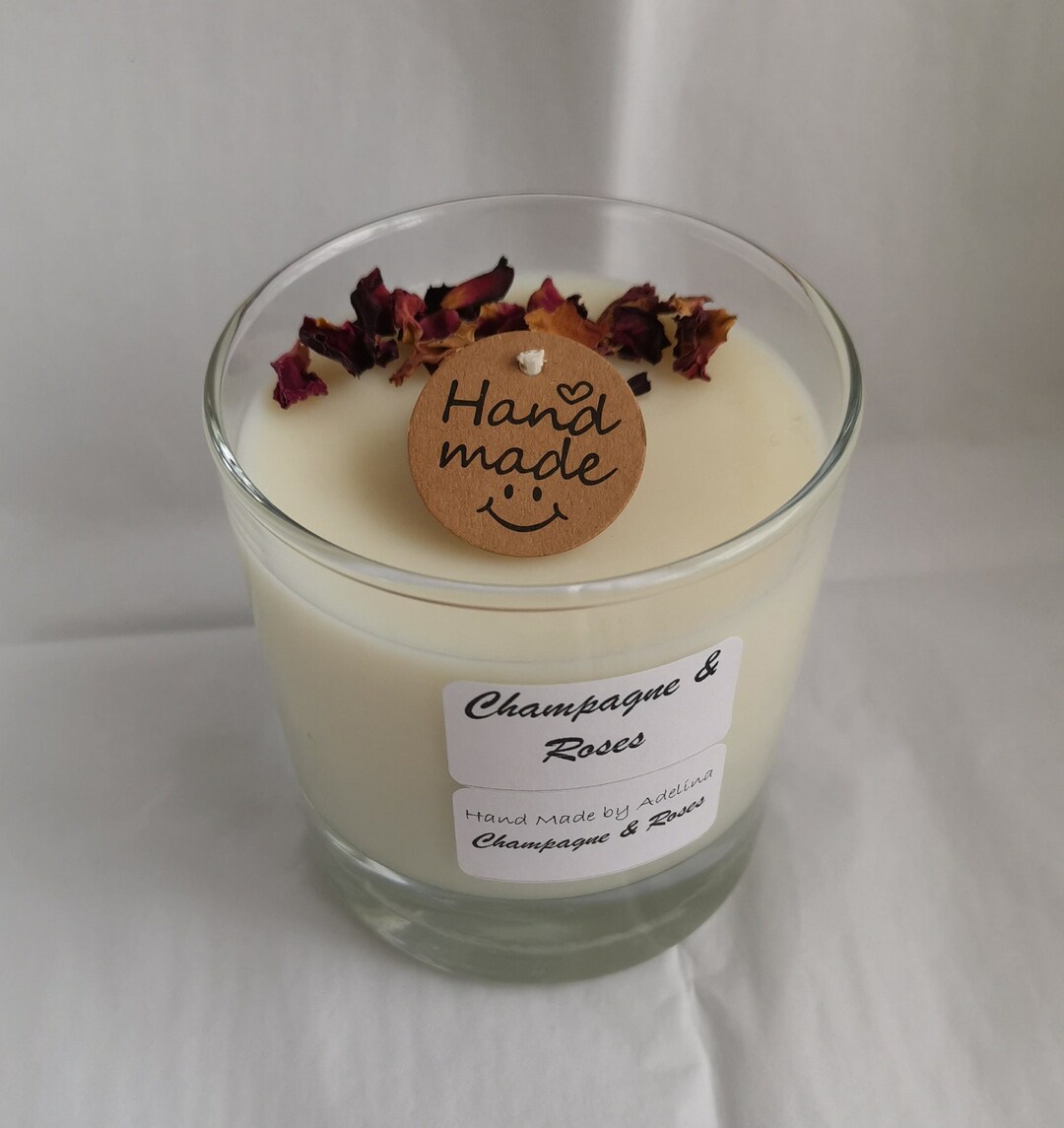 Rose Petals Soy Candle Scented Customisable Gift Glass Holder Etsy