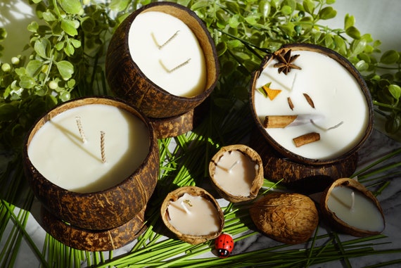 One Scented Coconut Soy Candle in Coconut Shell/gift/soy Wax / Floating  Coconuts Vegan Cruelty-free Eco 