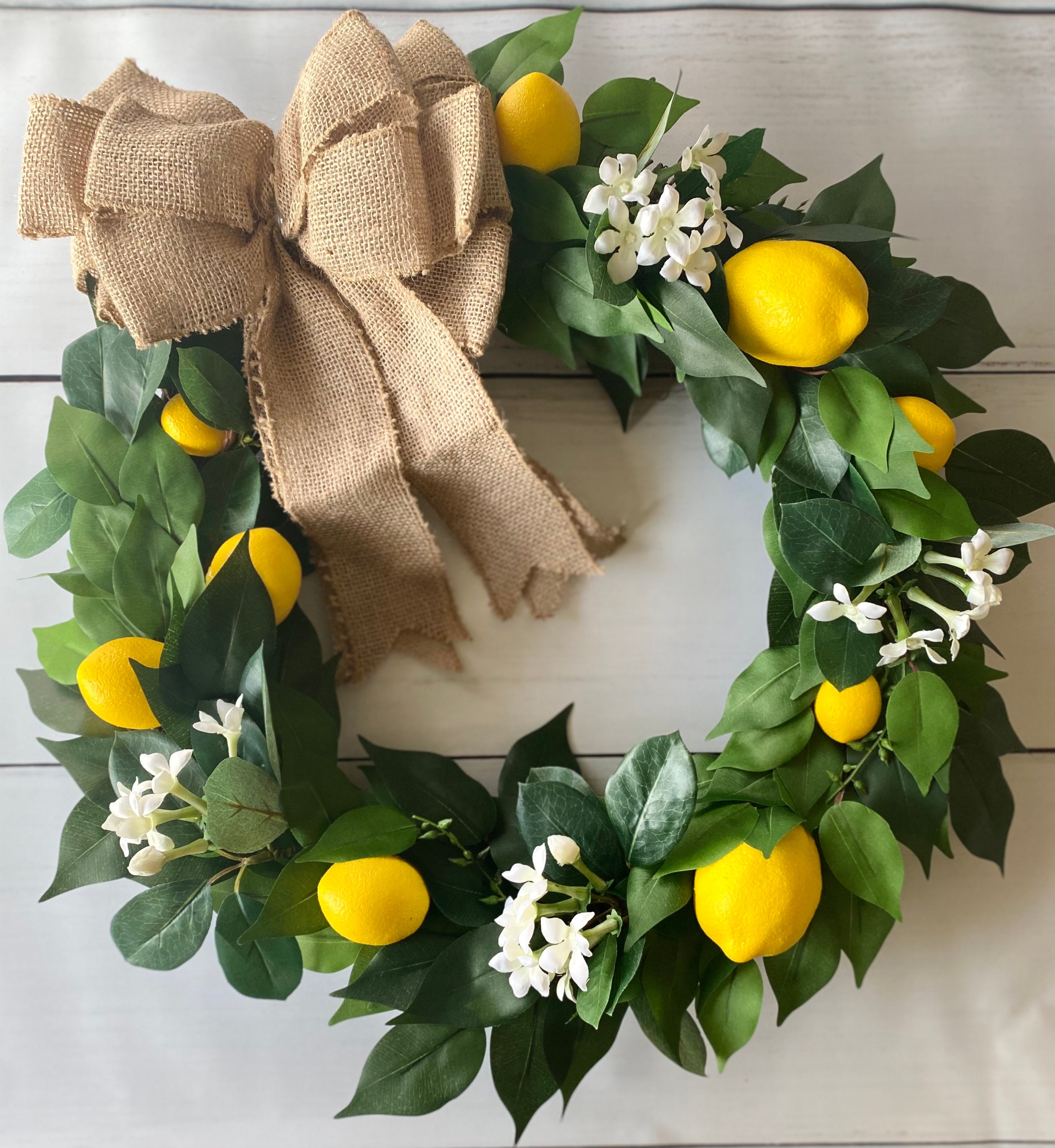 Lemon Wreath Summer Wreath Greenery Wreath Farmhouse Etsy