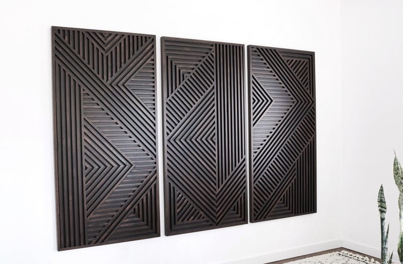 3er-Set geometrische Holzkunst Wohndekor Wandkunst rustikale | Etsy