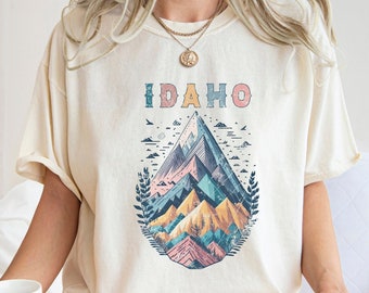 T-shirt Comfort Colors Idaho, tee-shirt rustique vintage unisexe en détresse, vacances dans l’État de l’Idaho, cadeau de l’Idaho, t-shirt de voyage dans l’Idaho, cadeau nature.