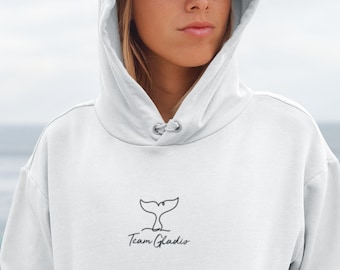 Embroidered Team Gladis hoodie, White Gladis, Sink the Rich, Eat the rich, White Gladys, Gladis orca, Gladys orca