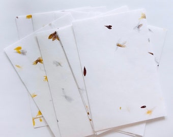 Handmade flower petal paper,handcrafted paper sheets,recycled paper set,handmade floral stationery,decorative scrapbook paper,eco friendly