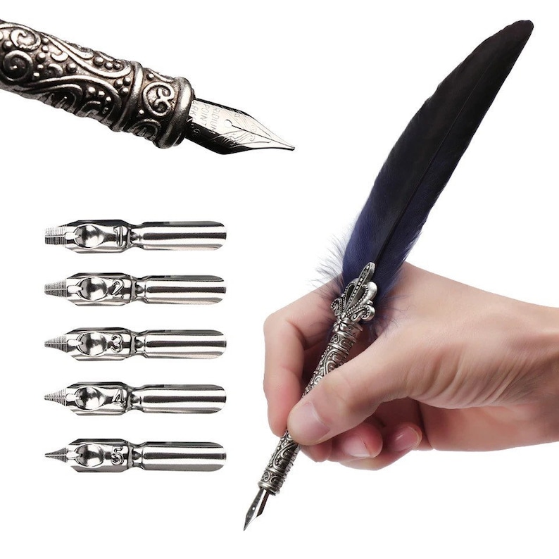Vintage Quill Feather Dip Pen,antique Style Calligraphy Pen Set,retro ...