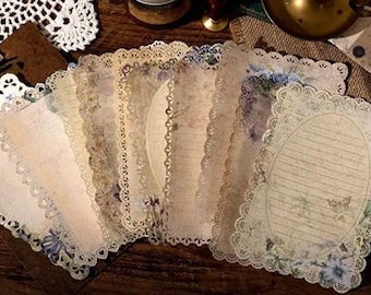 Cancelleria d'ispirazione vintage con dettagli in stile pizzo, set di effimeri per junk journal, perfetto per lettere scritte a mano significative e pensieri
