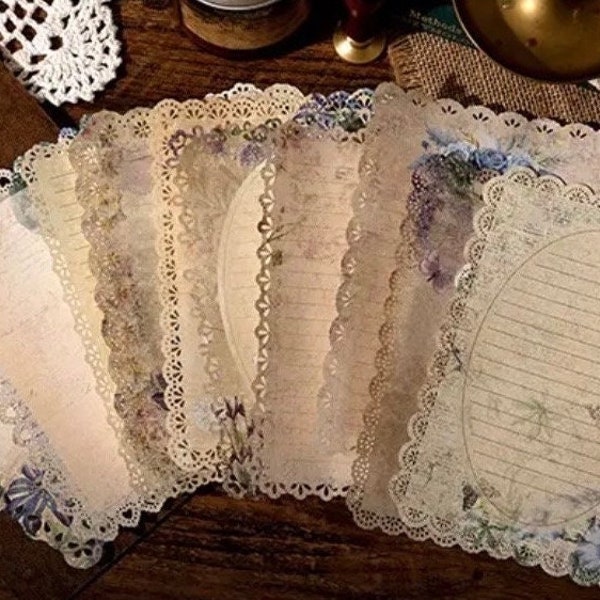 Vintage lace letter writing paper stationery,hollow lace material paper set,beautiful deatils ephemera,junk journal mail set,invitation set