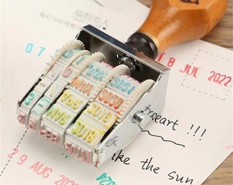 Vintage style wooden date stamp,retro wooden date stamp,scrapbooking date stamp,French style date stamp,creative rubber filofax date stamp