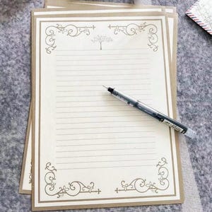 Set di carta da lettere con dettagli dorati, set di lettere magiche incantate, elegante set di carta da lettere per amici di penna, cancelleria da favola