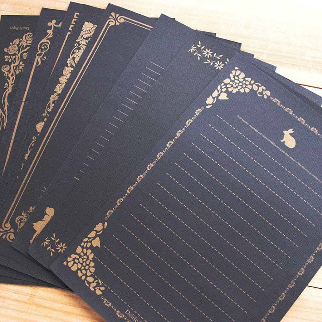 Letter Writing Paper Set With Gold Details,enchanted Magical Letter
