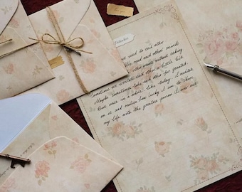 Vintage style 13 pcs letter writting envelope set,enchanted letter writing stationery set,cottagecore invitation set,snail mail set