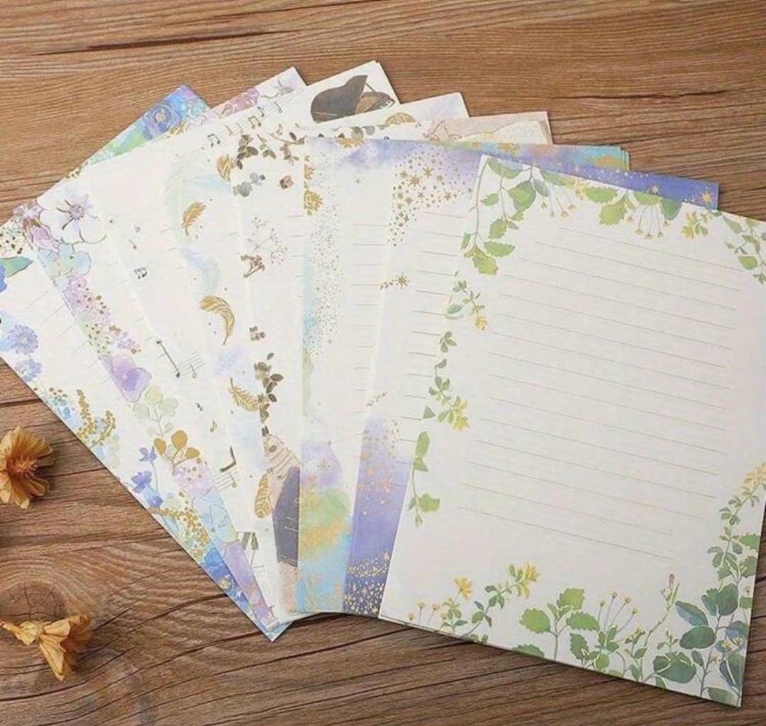 Starry Sky Letter Writing Papers With Gold Details,floral Letter ...