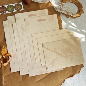 Vintage style letter writing set with envelopes,12 pcs romantic letter paper set,retro floral botanical writing set,back to school supplies