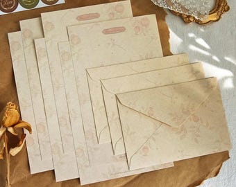 Vintage style letter writing set with envelopes,12 pcs romantic letter paper set,retro floral botanical writing set,back to school supplies