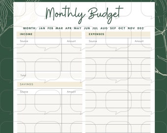 Monthly Budget Planner + Debt Tracker - Planner Sheet Pack - Digital Download - Printable