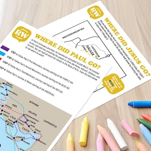Paul und Jesus Reise - Kids Map Trace Aktivität Blätter Pack - Digital Download - Printable