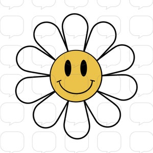 Retro Smiley Face Flower - PNG Digital Sublimation Transfer - Etsy