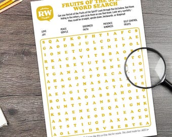 Fruits of the Spirit - Word Search Activity Sheet - Digital Download - Printable