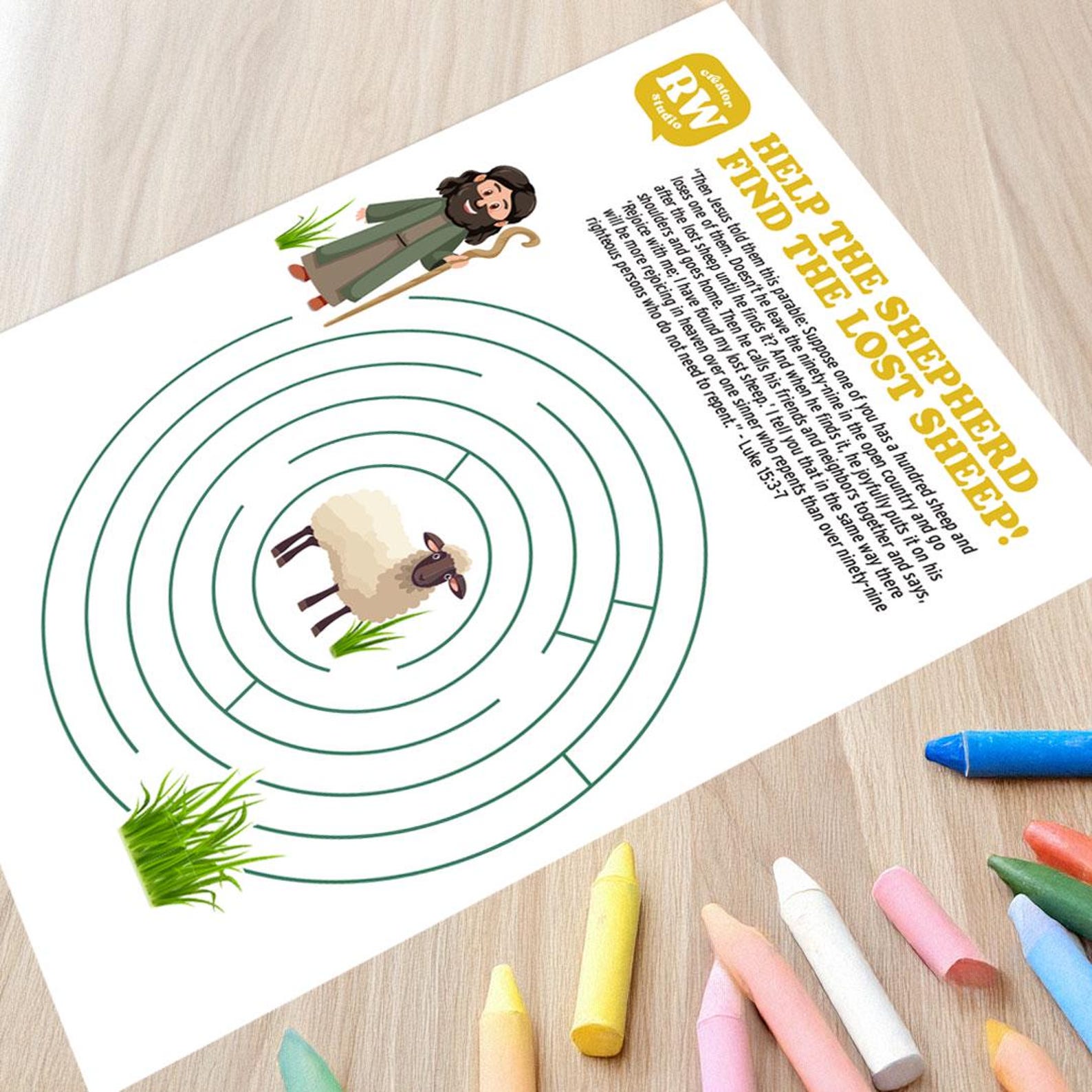 Lost Sheep - Kids Maze Bible Activity Sheet - Digital Download ...