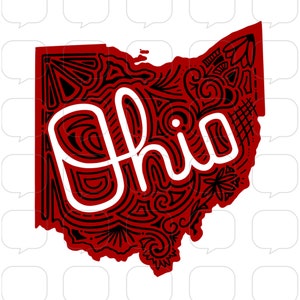 Ohio State Map - Ohio Script - PNG Sublimation Transfer