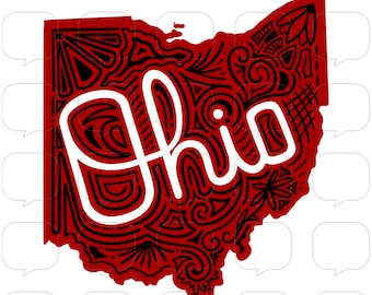 Ohio State Map - Ohio Script - PNG Sublimation Transfer
