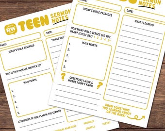 Kids & Teens Sermon Note Bundle - 2-Pack Church Activity Sheets - Digital Download - Printable