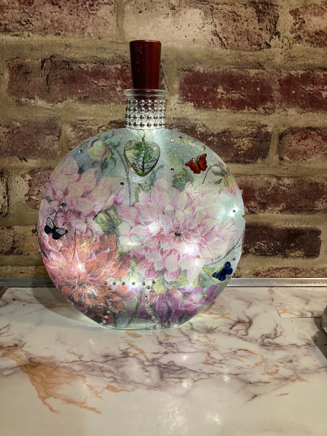 Lighted Home Decor, Light up Flower Bottle, Flower Light up Bottle