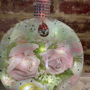 decorated light up wedding jar light, anniversary gift, wedding gift, bridal shower gift, easy on/off decorated oval light, glass jar light