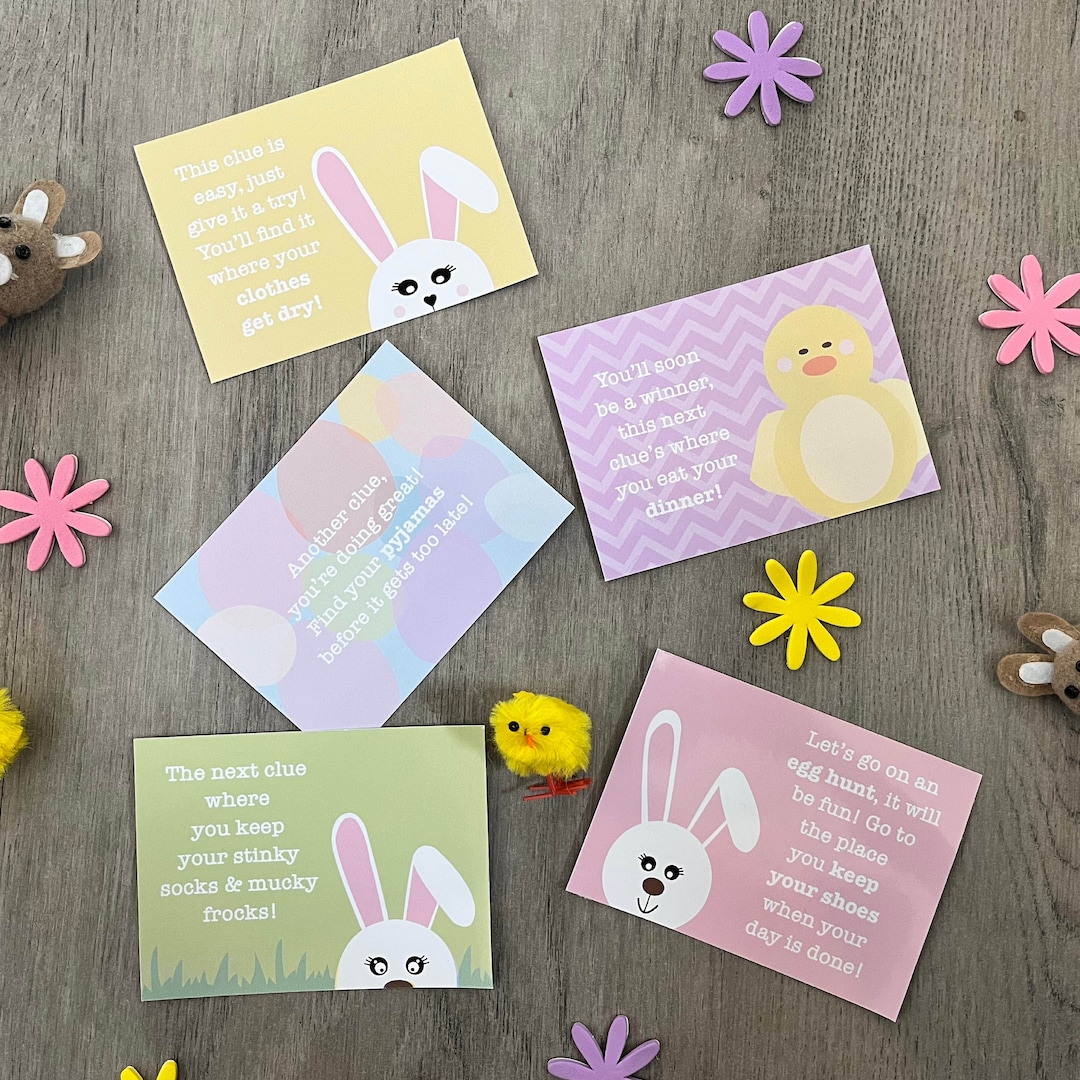 Easter Egg Hunt Clue Cards/scavenger Hunt Clues/treasure Hunt Clues ...