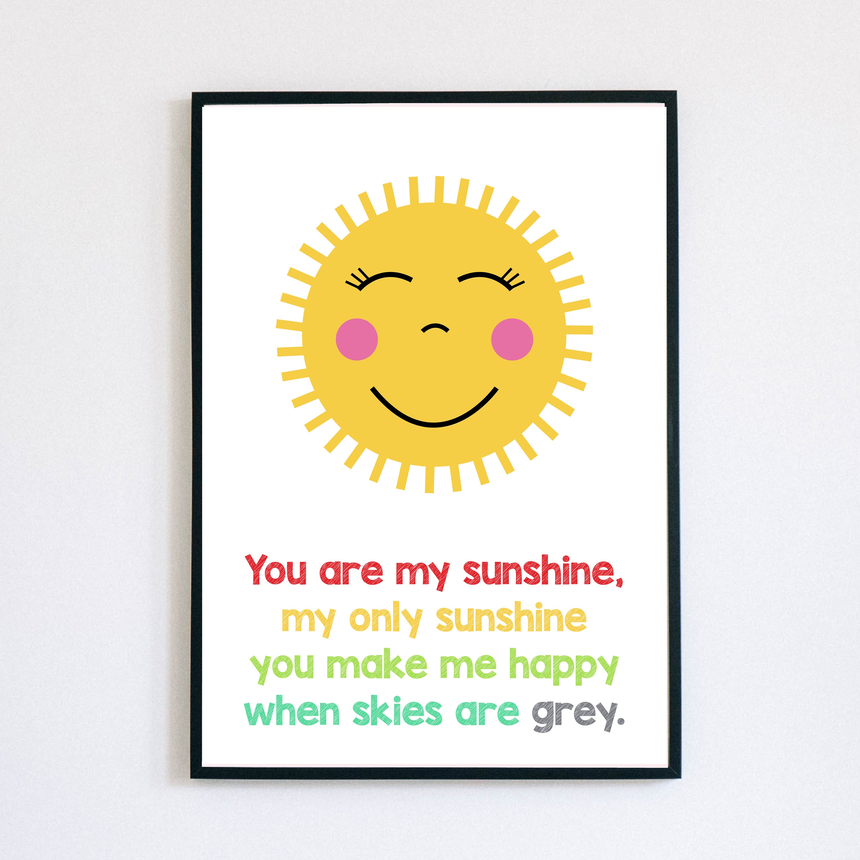 You Are My Sunshine Lyrics Nursery Digital Art Print 