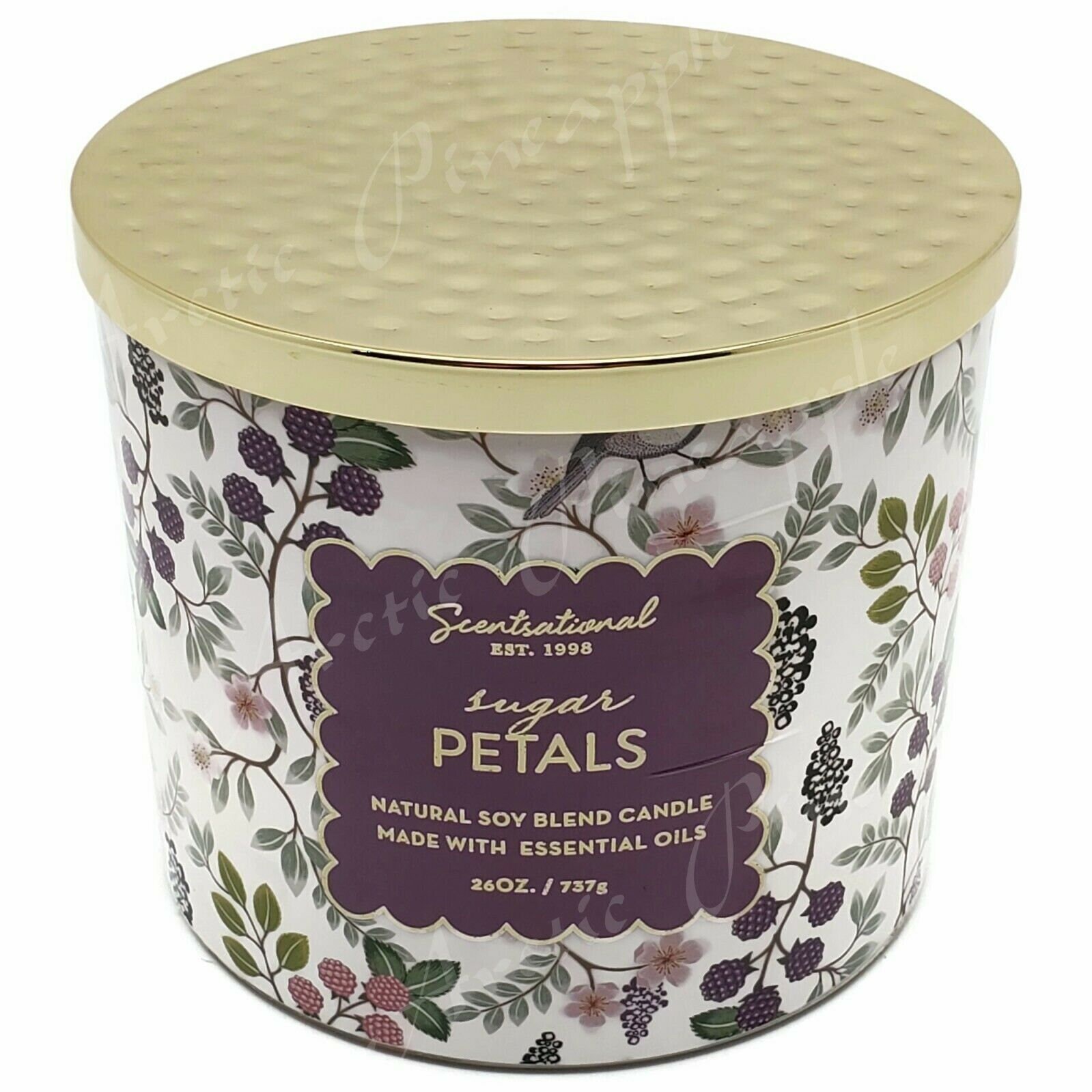 Scentsational Natural Soy Blend 26oz Cotton 3 Wick Candle Jar Sugar
