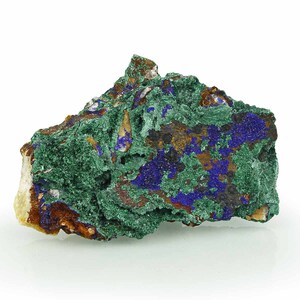 TOP! Green Malachite on Limonite with Azurite from Mibladen Mine, Morocco, D-1-1