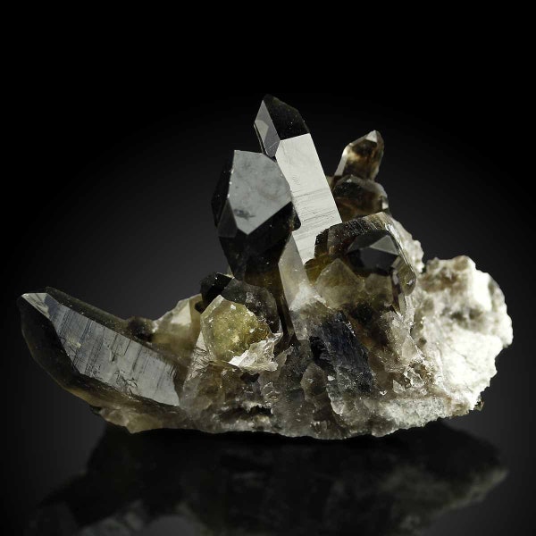 TOP! Black Smoky Quartz Crystal Cluster from Arkansas, USA, K-43-1