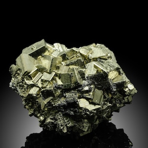 GOLD Pyrite High Quality! Crystal from Huanzala Mine, Peru