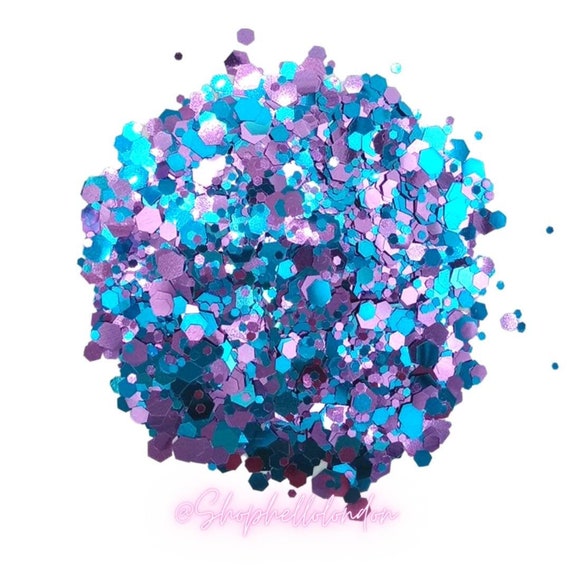 Cotton Candy Blue/pink Metallic Hex Chunky Loose Bulk Etsy