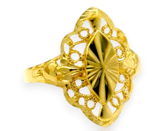 Antique Gold Ring, Gold Filigree Ring, Vintage Gold Filigree Ring, Solid Gold Ring
